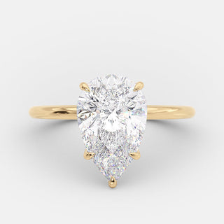 3.10 CT Pear Cut Hidden Halo Style Moissanite Engagement Ring - violetjewels
