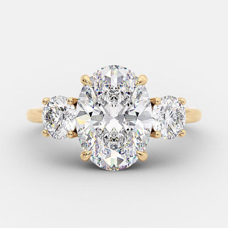 2.1 CT Oval Three Stone Moissanite Engagement Ring - violetjewels