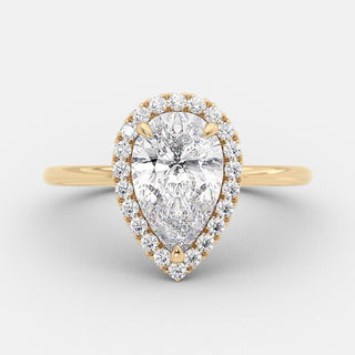 2.5 CT Pear Halo Style Moissanite Engagement Ring - violetjewels