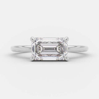 1.5 CT Emerald East West Solitaire Moissanite Engagement Ring - violetjewels