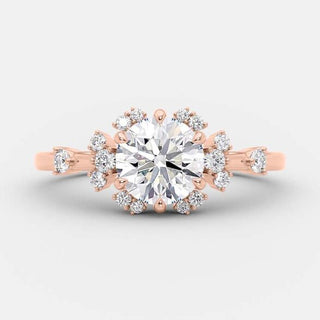 1.0 CT Round Cut Cluster Art Deco Style Moissanite Engagement Ring - violetjewels