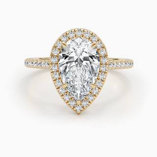 2.51ct Pear F- VS Halo & Pave Diamond Engagement Ring