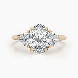2.7ct Oval F- VS 3 Stones Diamond Engagement Ring