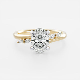 1.50 - 2.50 CT Oval Cut Cluster Style Moissanite Engagement Ring