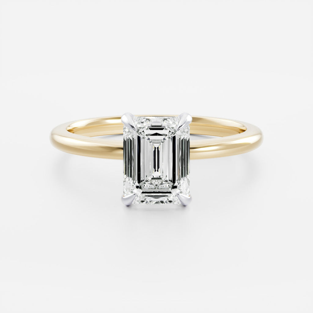 2.50 - 3.50 CT Emerald Cut Solitaire Style Moissanite Engagement Ring