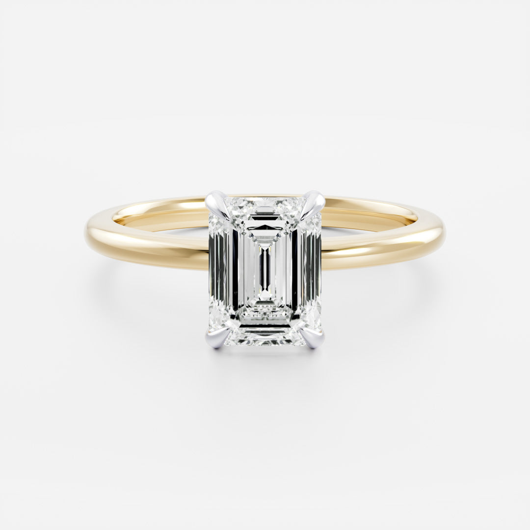 2.50 - 3.50 CT Emerald Cut Solitaire Style Moissanite Engagement Ring