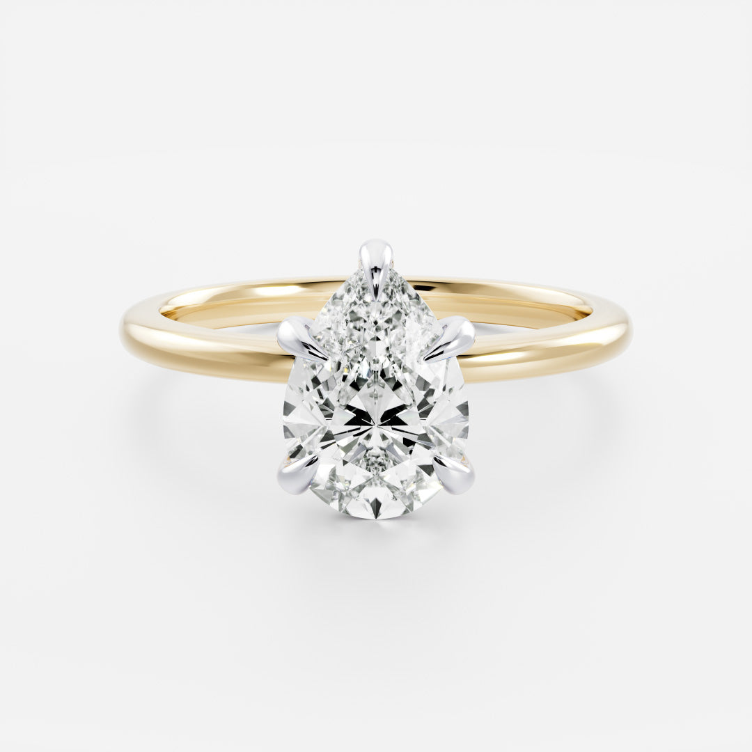 1.50 - 2.50CT Pear Cut Solitaire Style Moissanite Engagement Ring