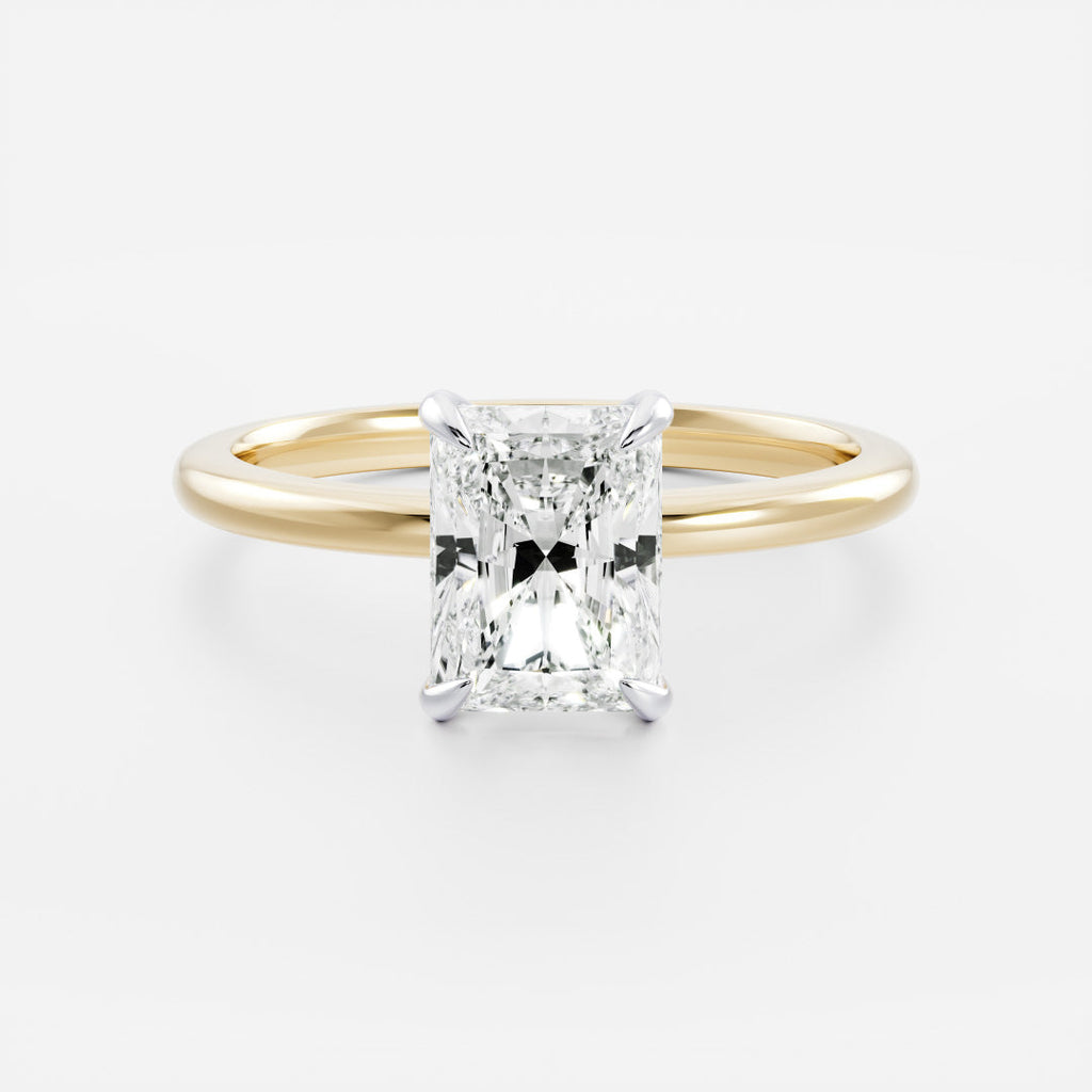2.0 - 3.0 CT Radiant Cut Solitaire Style Moissanite Engagement Ring