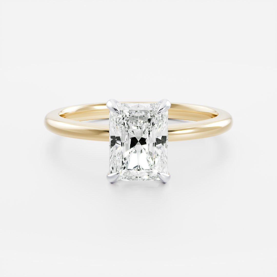 2.0 - 3.0 CT Radiant Cut Solitaire Style Moissanite Engagement Ring