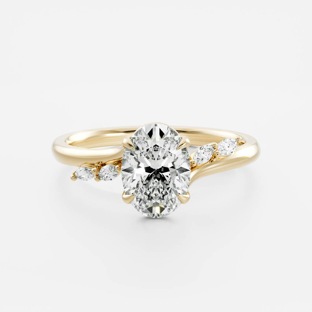 1.50-2.50 CT Oval Cut Cluster Style Moissanite Engagement Ring