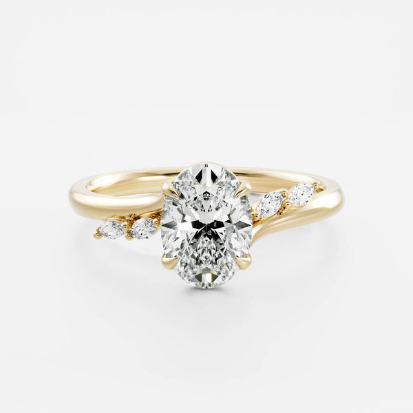 1.50-2.50 CT Oval Cut Cluster Style Moissanite Engagement Ring