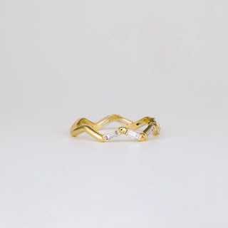 0.44 TCW Baguette Lab Grown Diamond Zig Zag Wedding Band