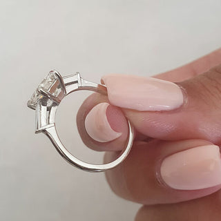 2.23 CT Emerald Cut Three Stone Moissanite Engagement Ring - violetjewels