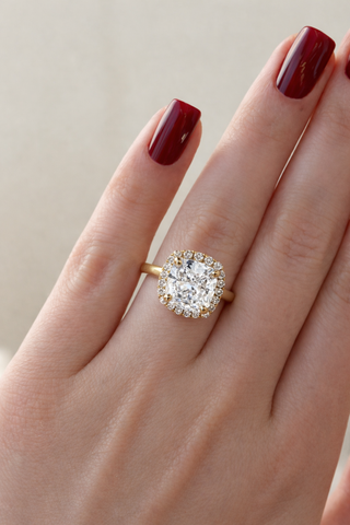 1.0 - 4.0 CT Cushion  Lab Grown Diamond  Halo Style Engagement Ring