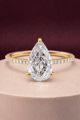 1.0-3.0 CT Pear Lab Grown Diamond Hidden Halo Engagement Ring