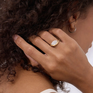 1.0 -3.0 CT Marquise Shaped Lab Grown Diamond Unique Style Engagement Ring