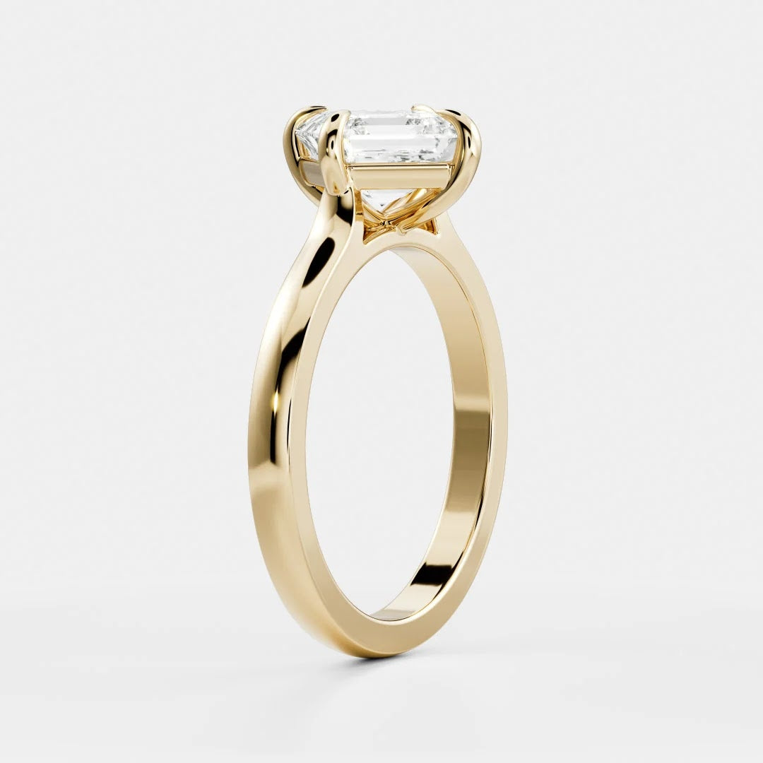 Asscher Diamond Horizontal Cathedral Solitaire Engagement Ring