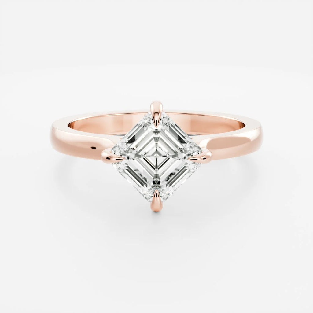 Asscher Diamond Horizontal East West Cathedral Solitaire Engagement Ring