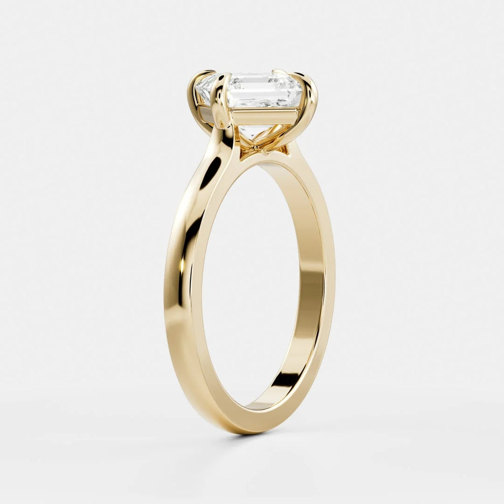 Asscher Diamond Horizontal East West Cathedral Solitaire Engagement Ring