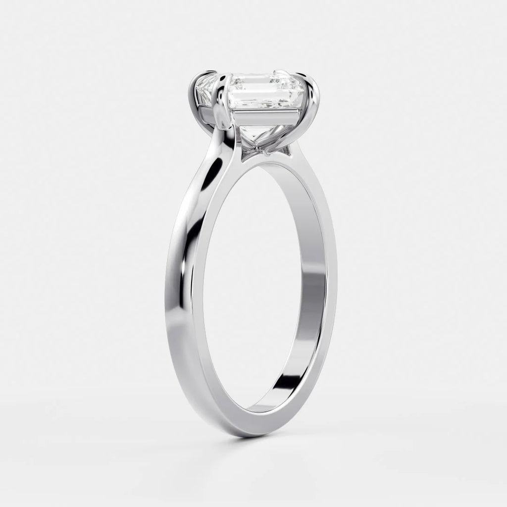Asscher Diamond Horizontal East West Cathedral Solitaire Engagement Ring