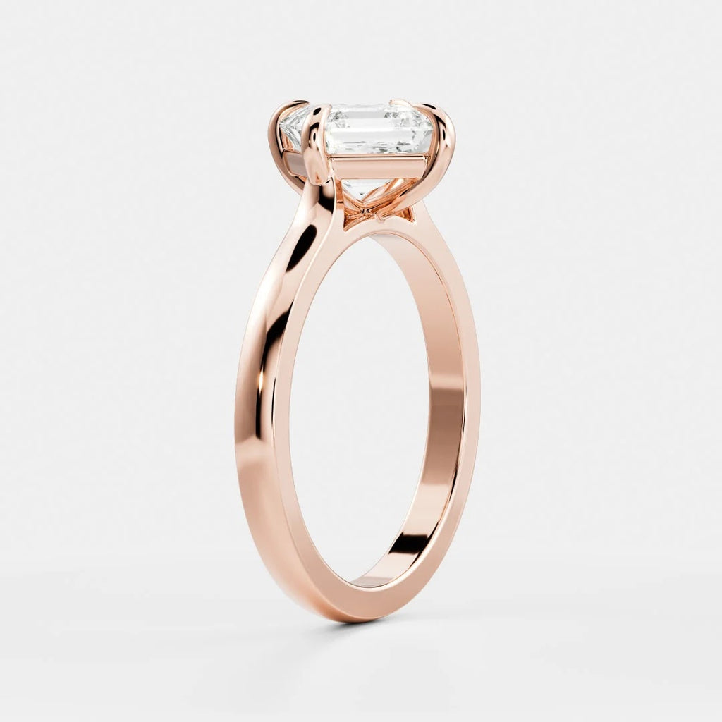 Asscher Diamond Horizontal East West Cathedral Solitaire Engagement Ring