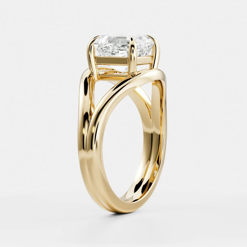 Asscher Diamond Modern Split Shank Solitaire Engagement Ring