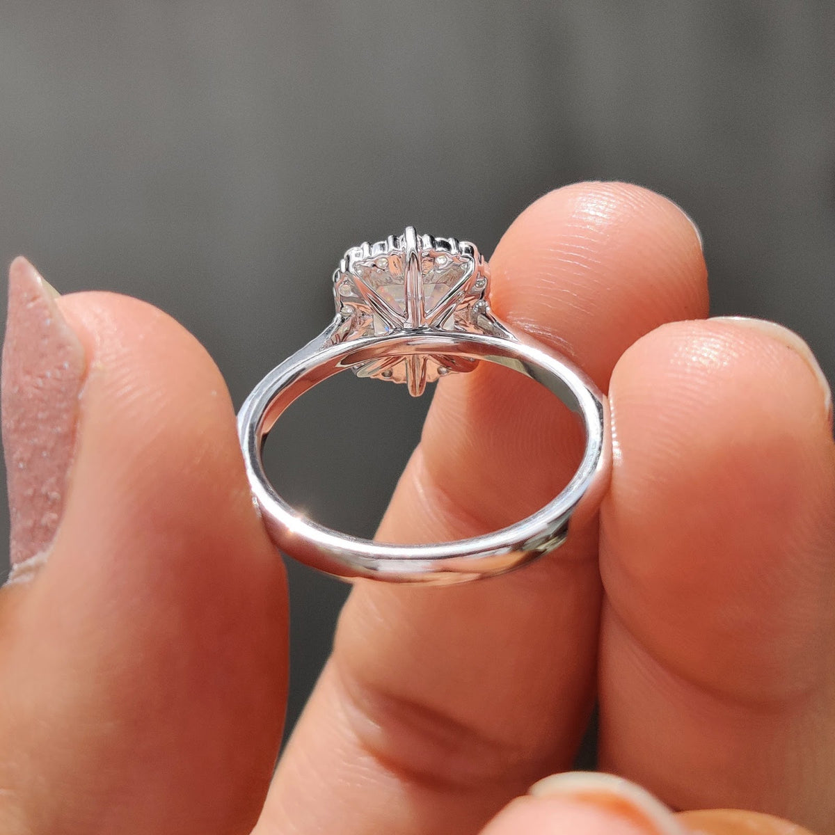 Asscher Diamond Refined Halo Tapered Pavé Engagement Ring