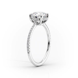 1.50 CT Pear E/VS1 CVD Diamond Hidden Halo Engagement Ring With Pave Setting - violetjewels
