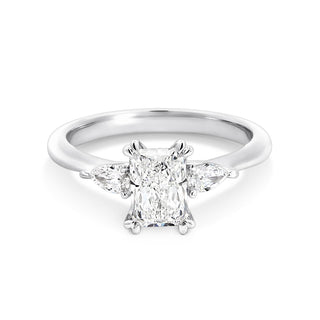 1.01-3.0 CT Radiant CVD Diamond Three Stone Engagement Ring