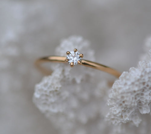 0.10 CT Round Solitaire CVD G/VS1 Diamond Engagement Ring - violetjewels