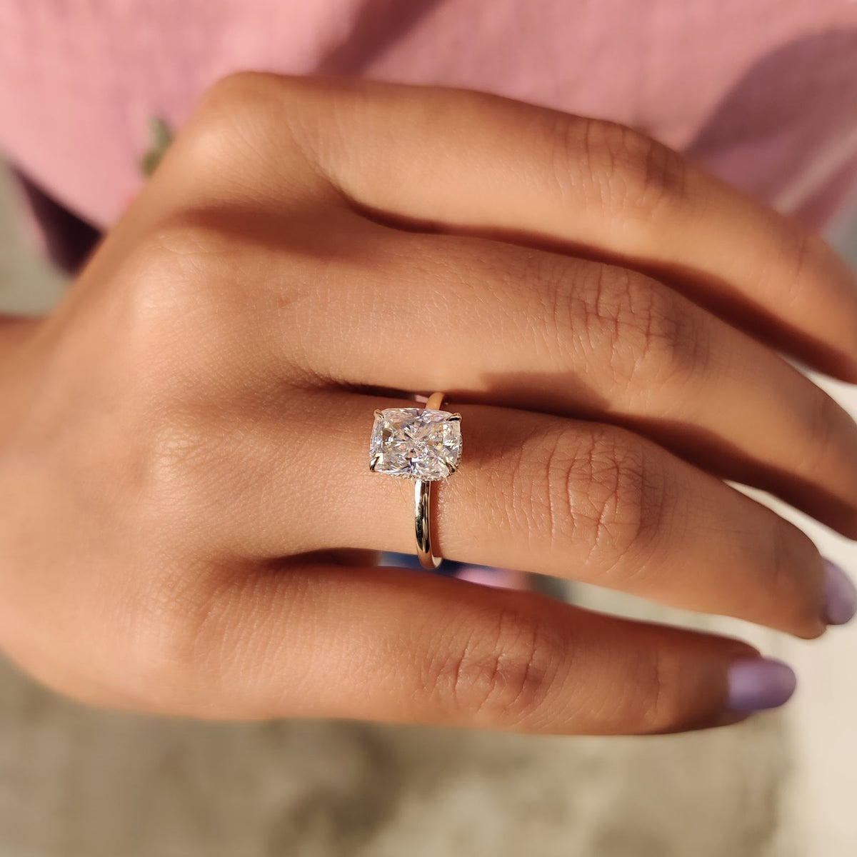 Cushion Diamond Classic Hidden Halo Engagement Ring