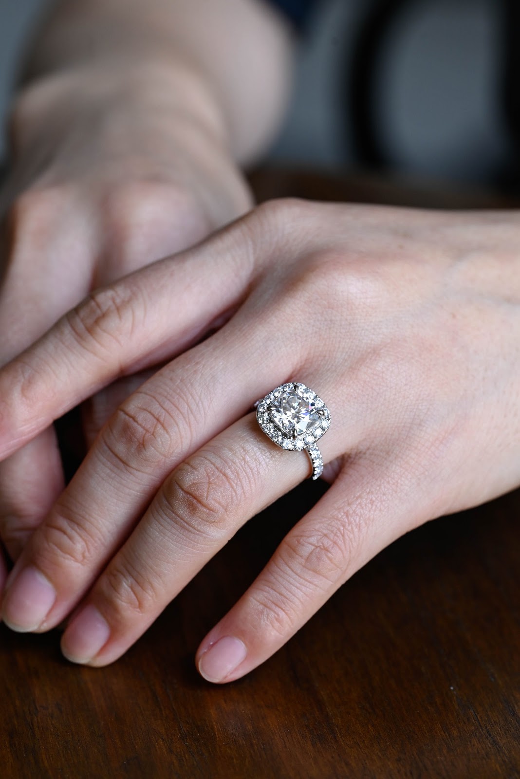Cushion Diamond Crown Halo Pavé Engagement Ring