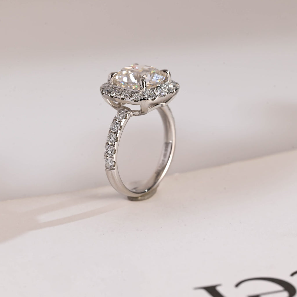 Cushion Diamond Crown Halo Pavé Engagement Ring
