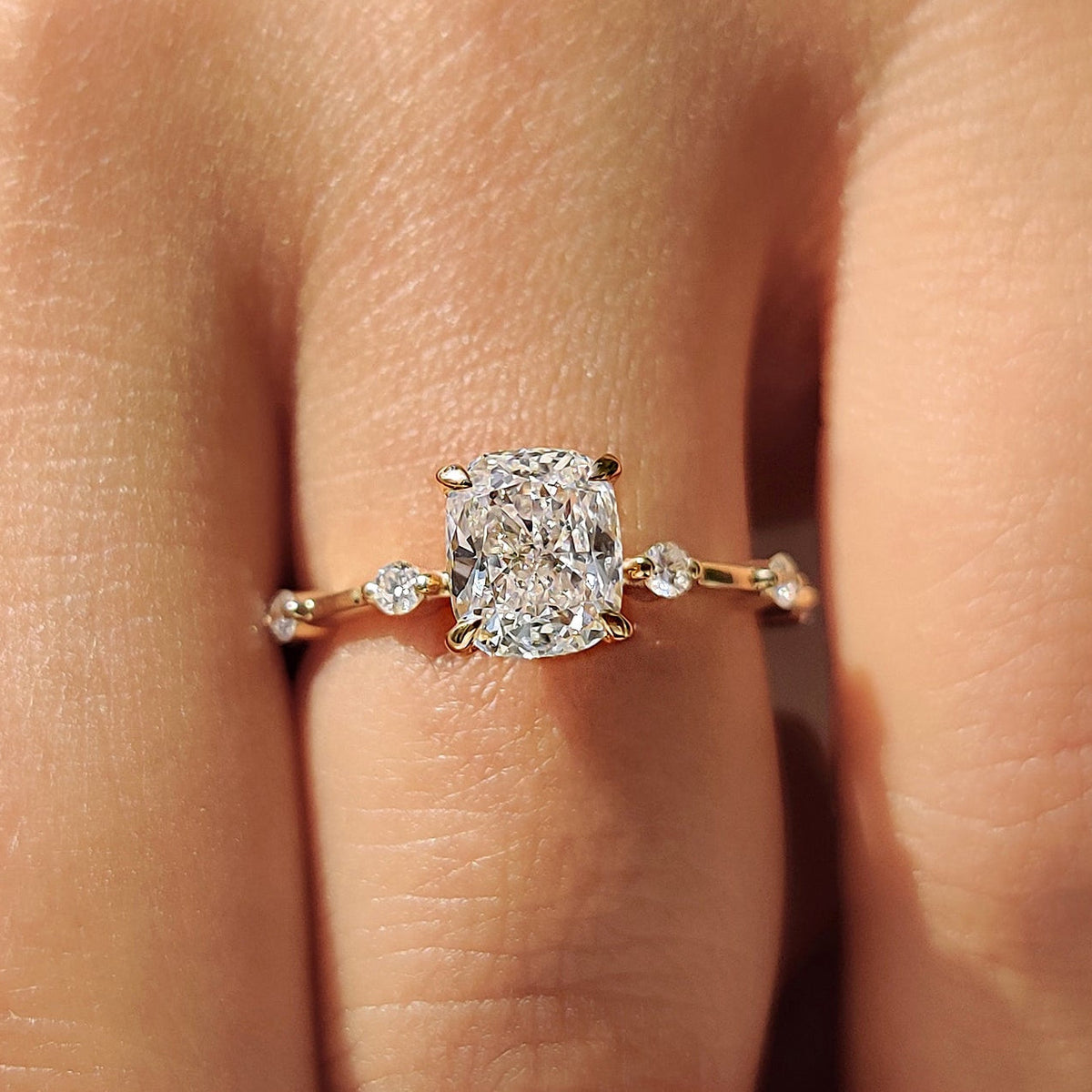 Cushion Diamond Elegant Pavé Engagement Ring