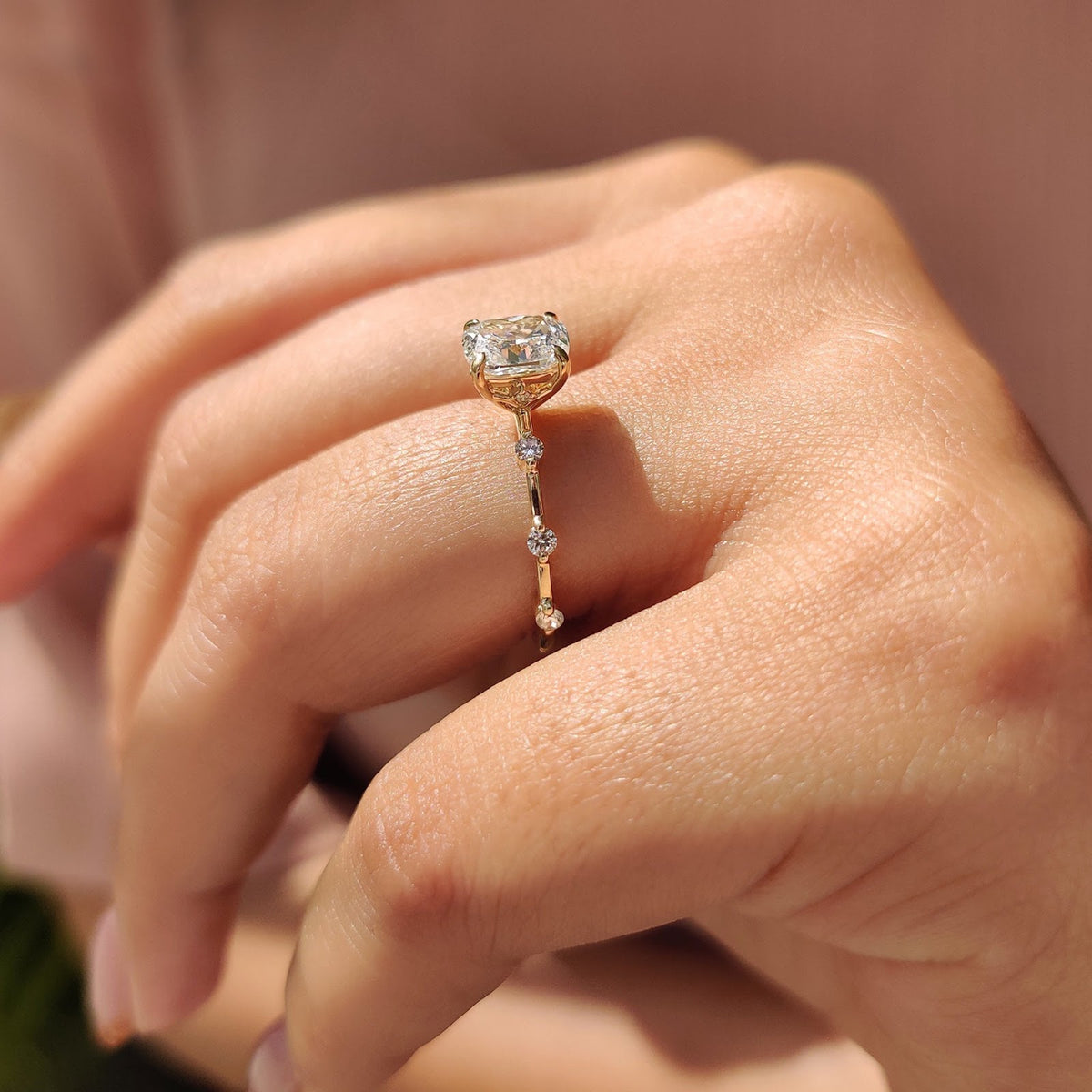 Cushion Diamond Elegant Pavé Engagement Ring