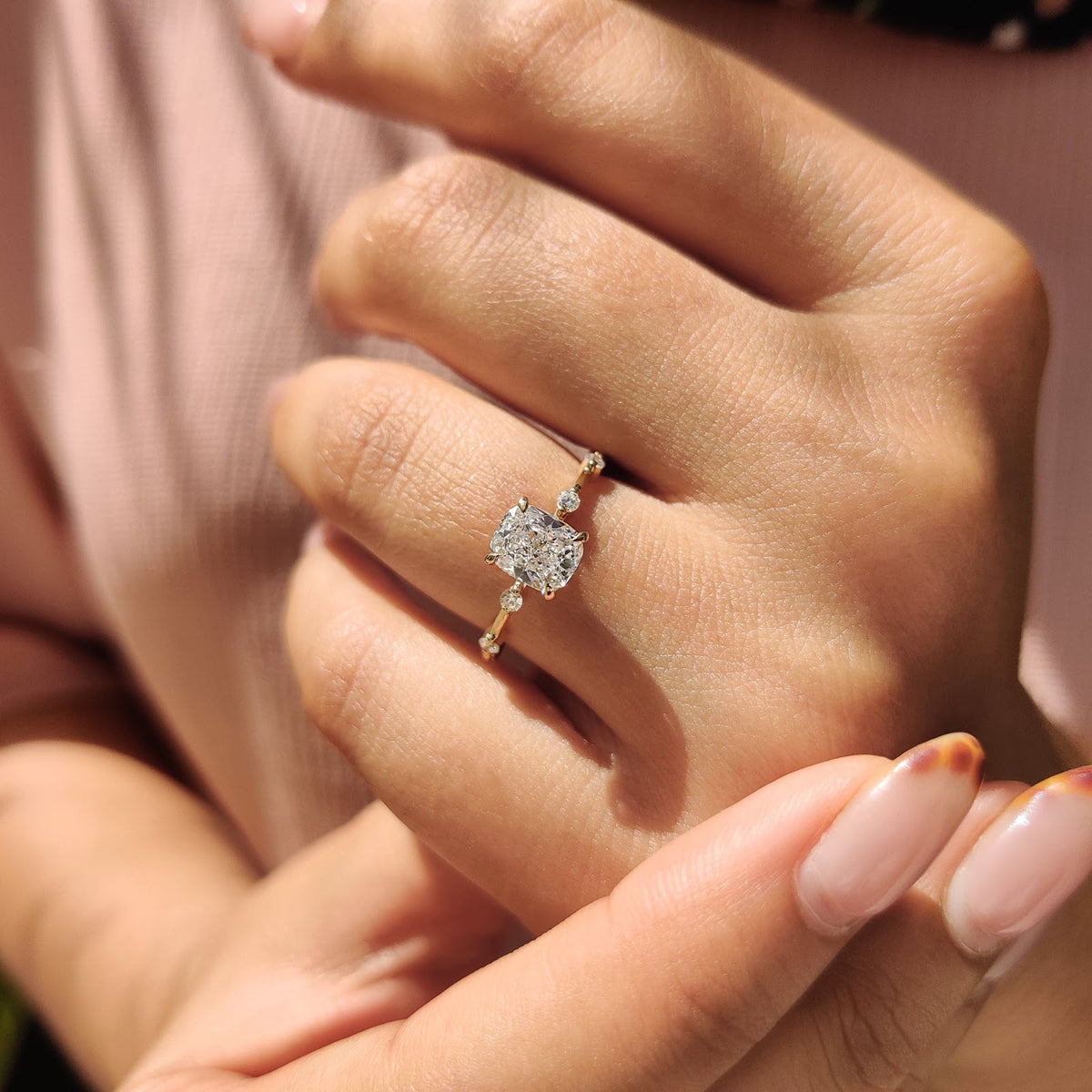 Cushion Diamond Elegant Pavé Engagement Ring
