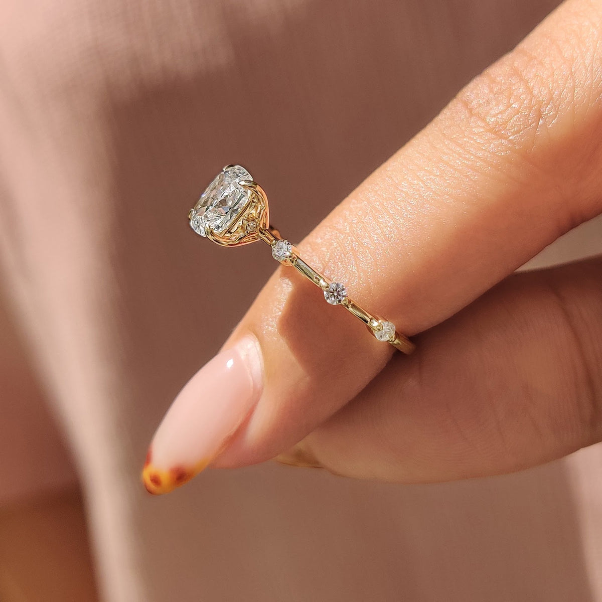 Cushion Diamond Elegant Pavé Engagement Ring