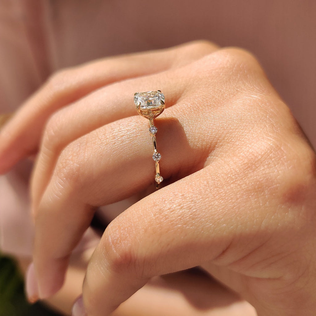 Cushion Diamond Fine Pavé Engagement Ring