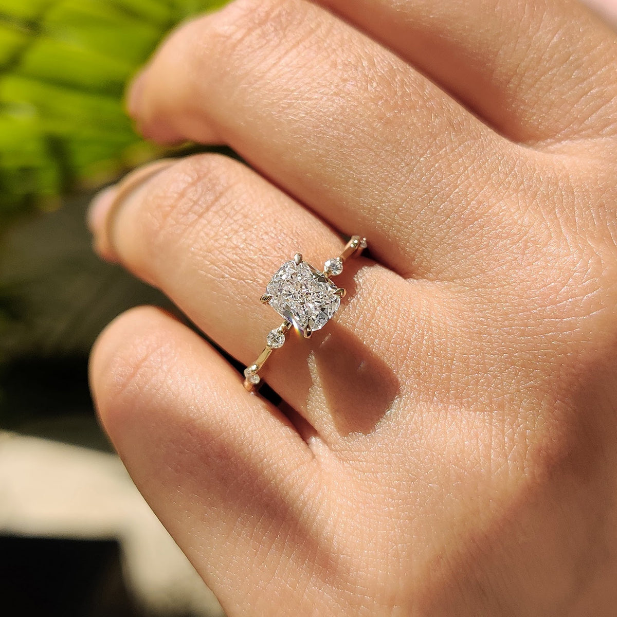 Cushion Diamond Fine Pavé Engagement Ring