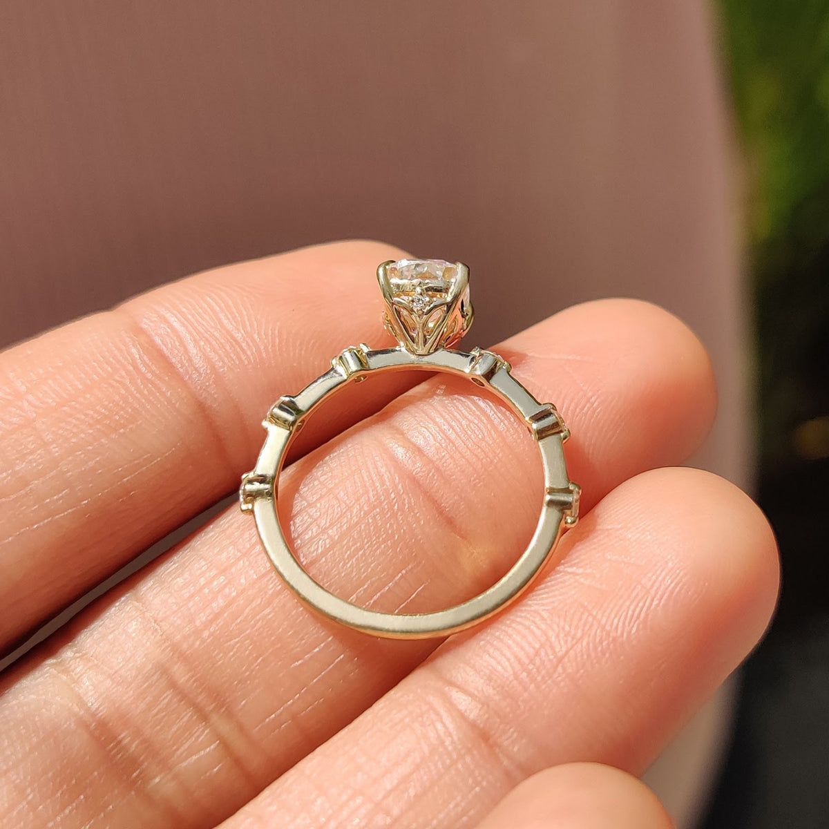 Cushion Diamond Fine Pavé Engagement Ring