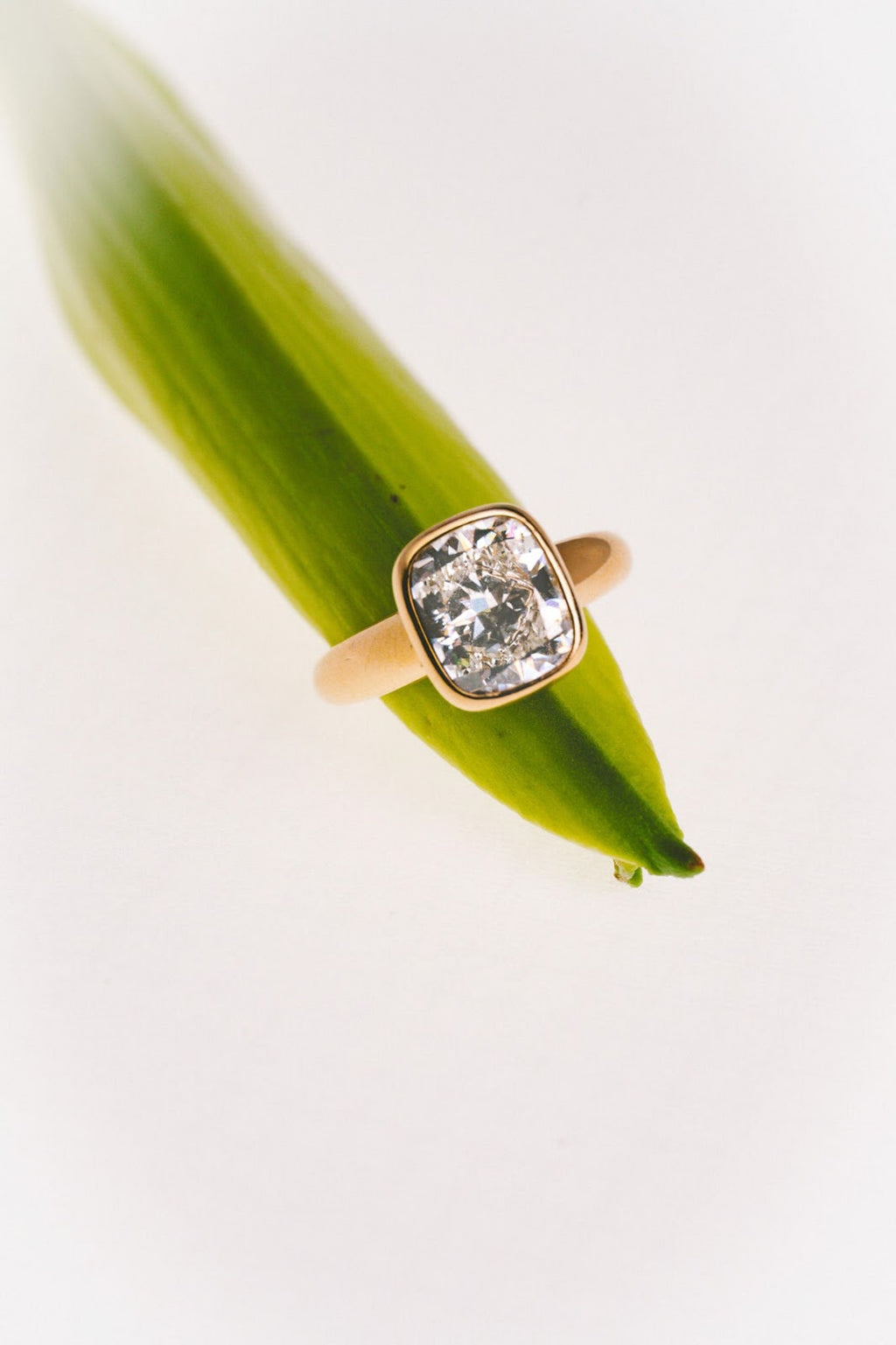 Cushion Diamond Gleam Bezel Chunky Engagement Ring