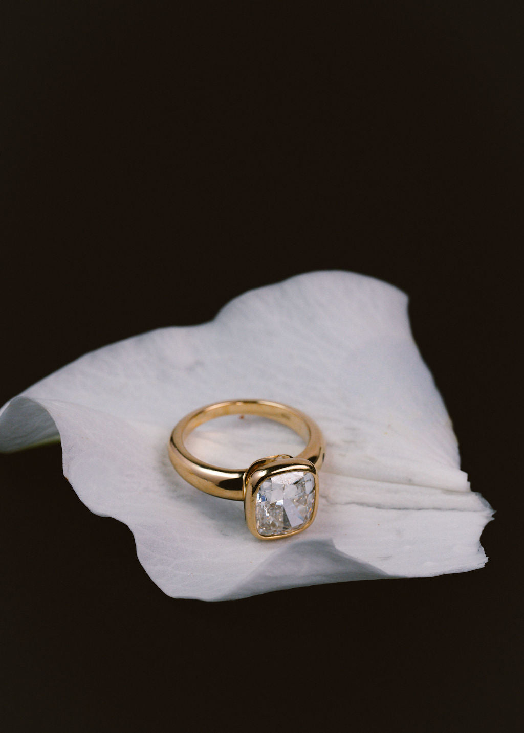 Cushion Diamond Gleam Bezel Chunky Engagement Ring