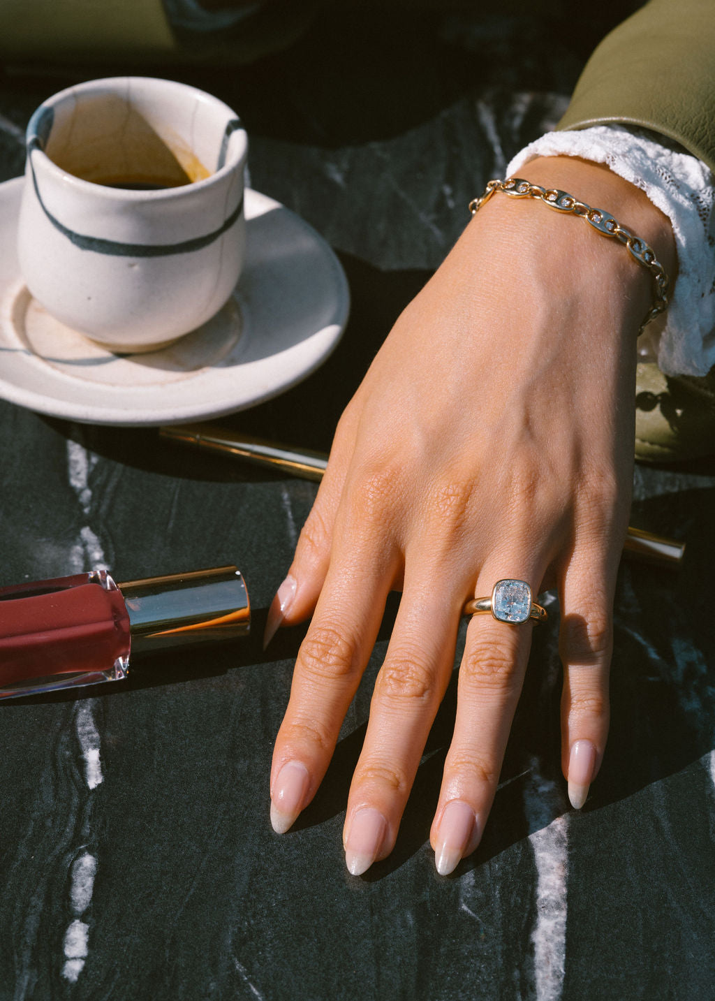 Cushion Diamond Gleam Bezel Chunky Engagement Ring