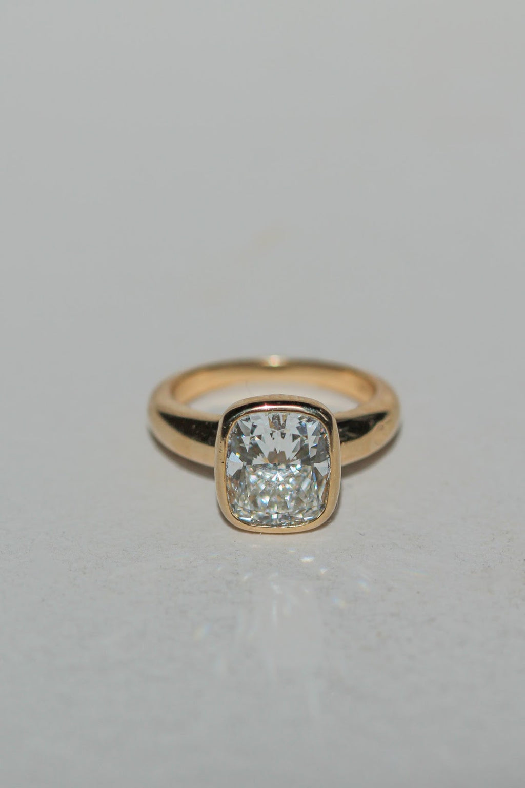 Cushion Diamond Gleam Bezel Chunky Engagement Ring