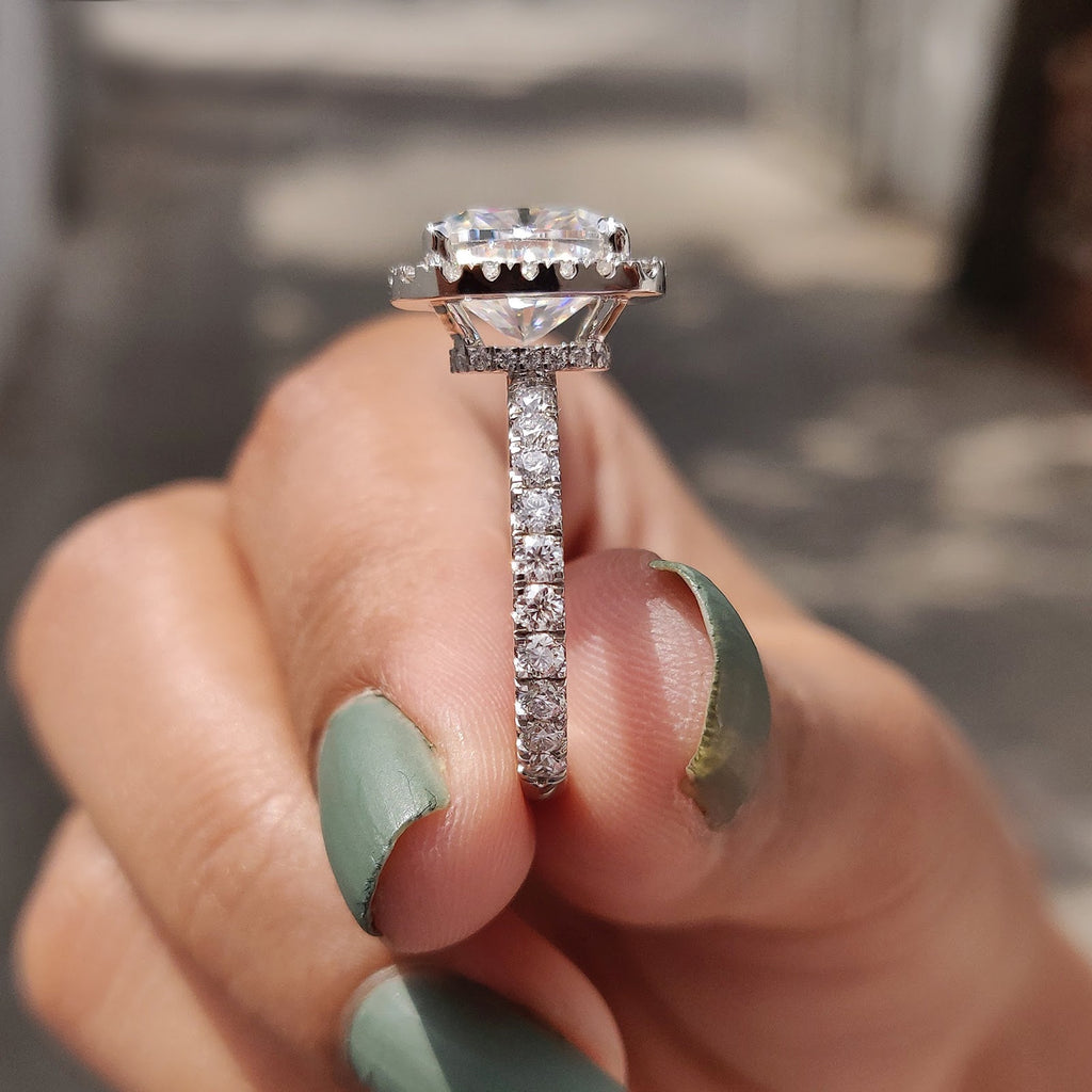 Cushion Diamond Illume Hidden Halo With Halo Pavé Engagement Ring