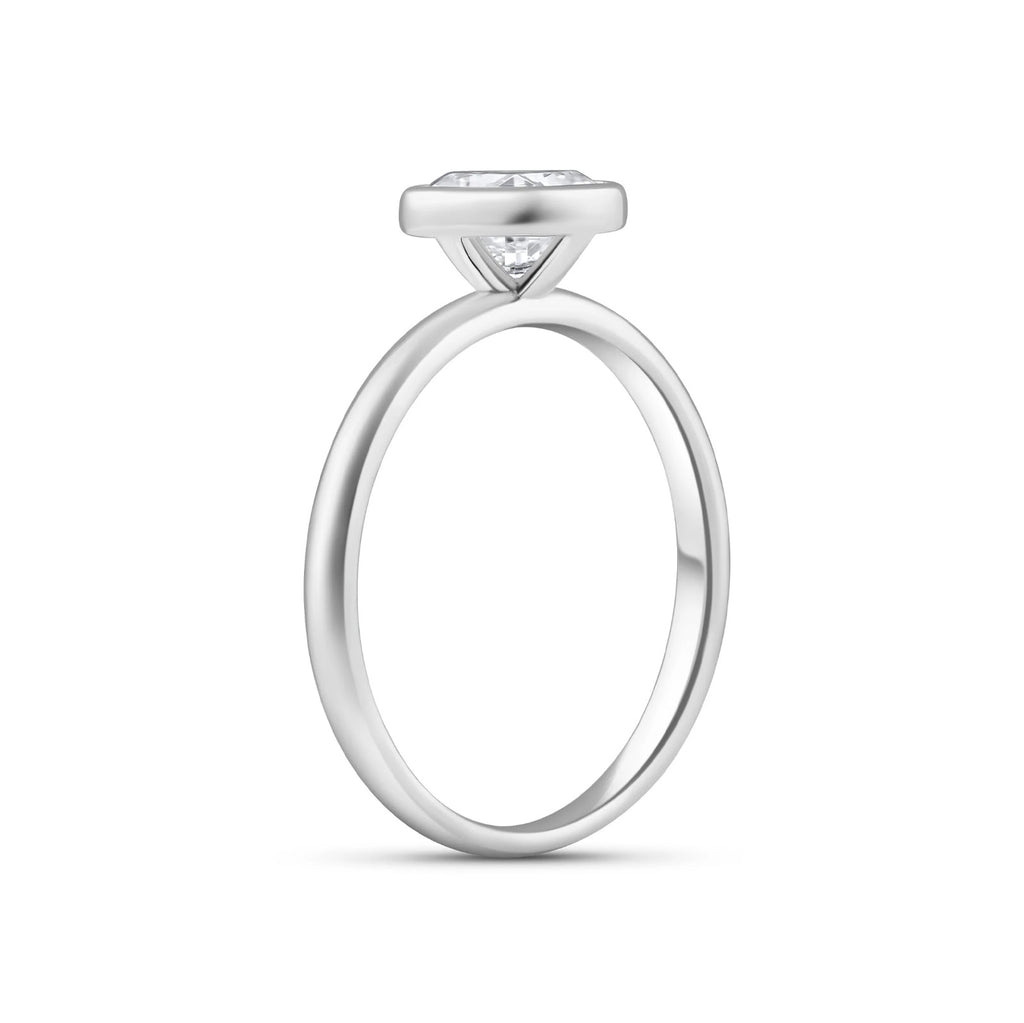 Cushion Diamond Minimal Bezel Solitaire Engagement Ring