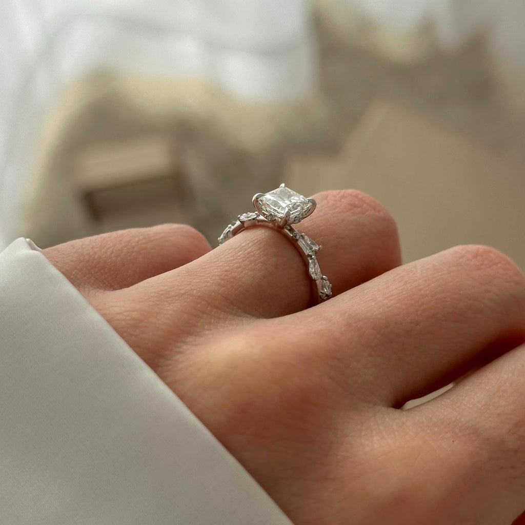 Cushion Diamond Organic Pavé Engagement Ring