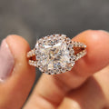 Cushion Diamond Pure Halo Split Shank Pavé Engagement Ring