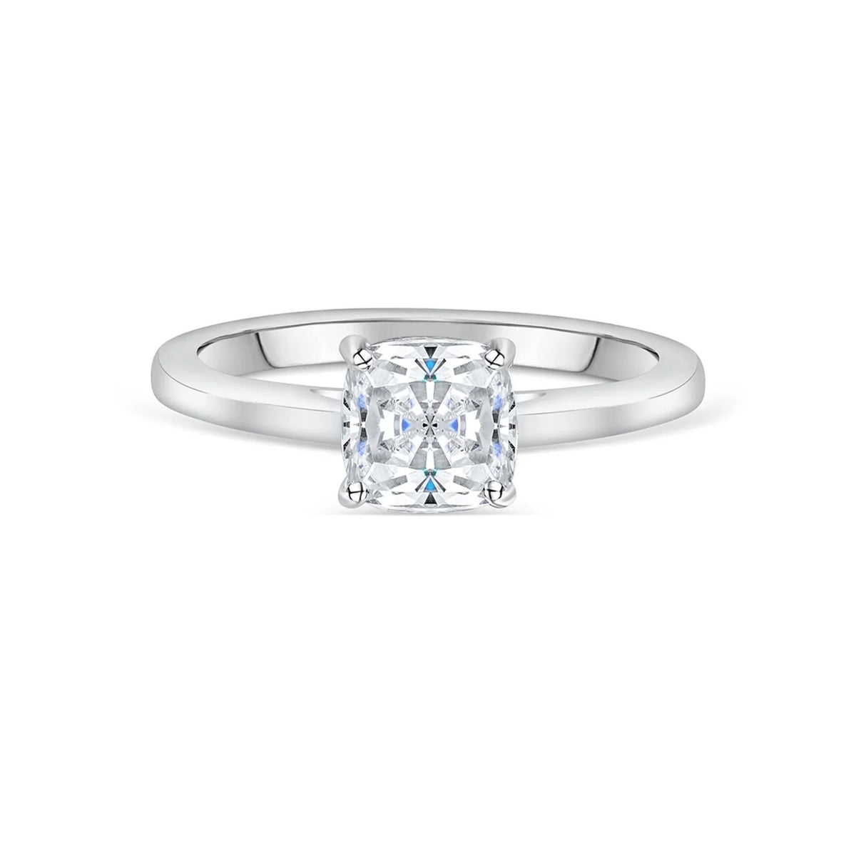 Cushion Diamond Simple Classic Solitaire Engagement Ring