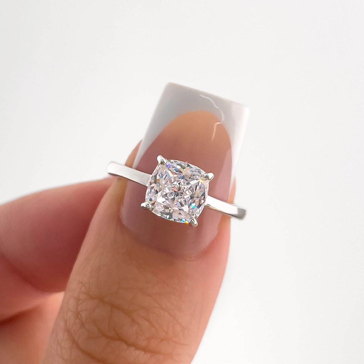 Cushion Diamond Simple Classic Solitaire Engagement Ring